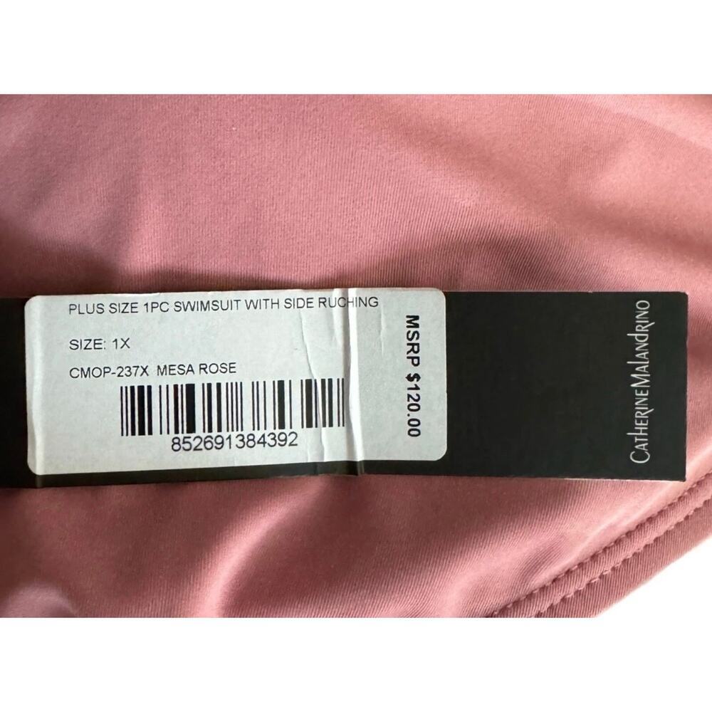 Catherine Malandrino 1X Swimsuit One Piece Mesa Rose Ruched Sides NWT $120 Plus - Picture 6 of 6